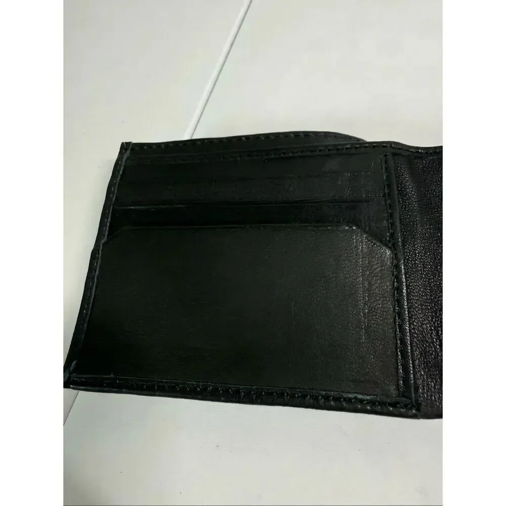 Men’s Leather Bifold Wallet ID / Credit Cards Slots Black See Description